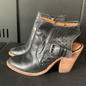 Black Leather Ankle Booties, heeled boots, sandal